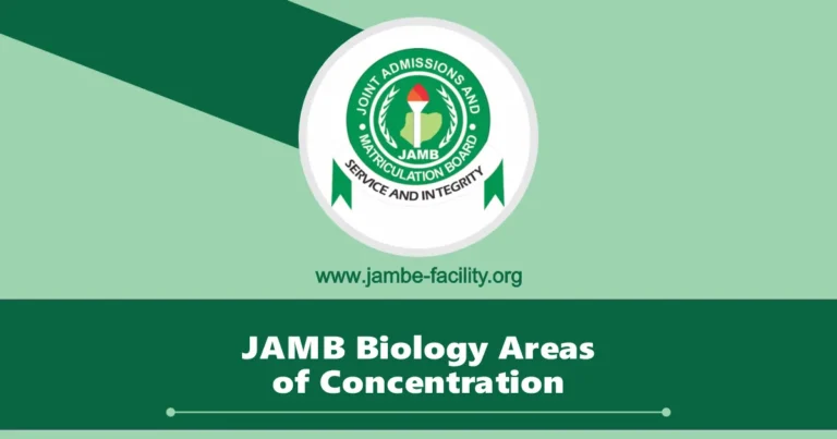 JAMB Area of Concentration for Biology 2025/2026 UTME