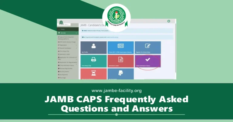 JAMB CAPS Frequently Asked Questions & Answers