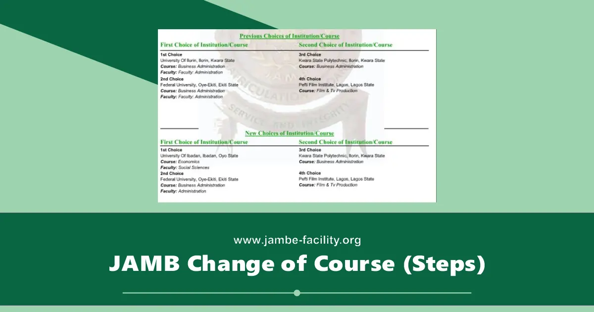 JAMB Change of Course/Institution 2025: Correction of Data