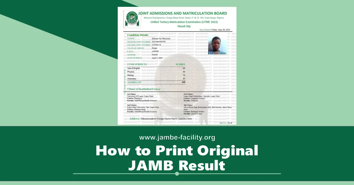 Print Original JAMB Result 2024/2025 in 3 Minutes