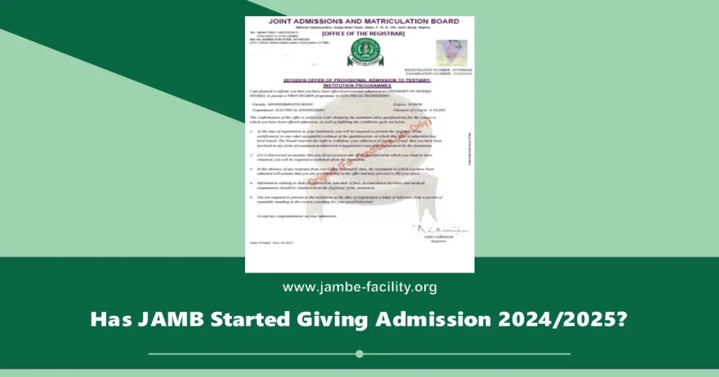 Has JAMB Started Giving Admission in 2024?